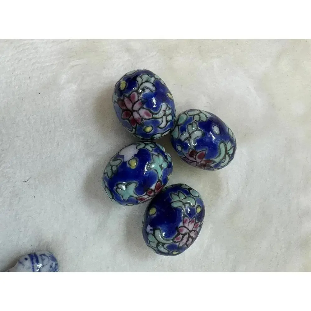 50 Ceramic Decorative Mix Beads Glossy Assorted Colors Sizes and Designs